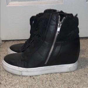 Steve Madden black heeled sneakers. Size 6